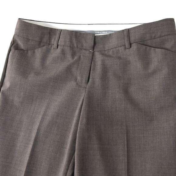 Express Editor Low Rise Pants 8S Brown 2008 Flare Slacks Y2K Normcore Workwear - Picture 4 of 9